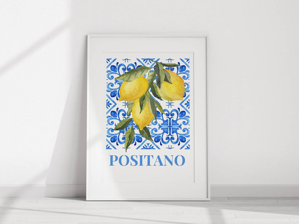 Positano Lemons Print | Italian Fruit Wall Art | Mediterranean Style - Larosier Prints