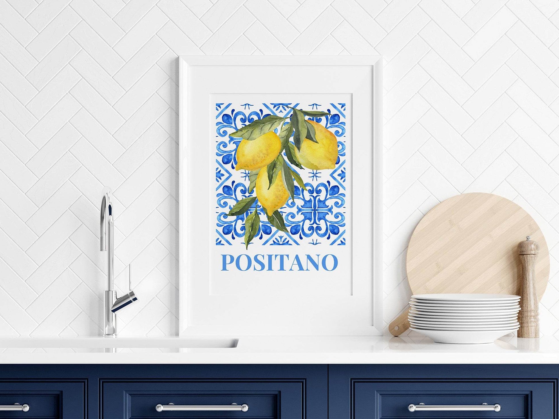 Positano Lemons Print | Italian Fruit Wall Art | Mediterranean Style