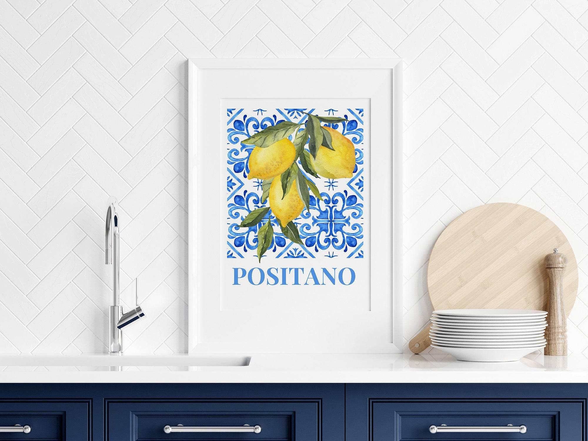 Positano Lemons Print | Italian Fruit Wall Art | Mediterranean Style - Larosier Prints