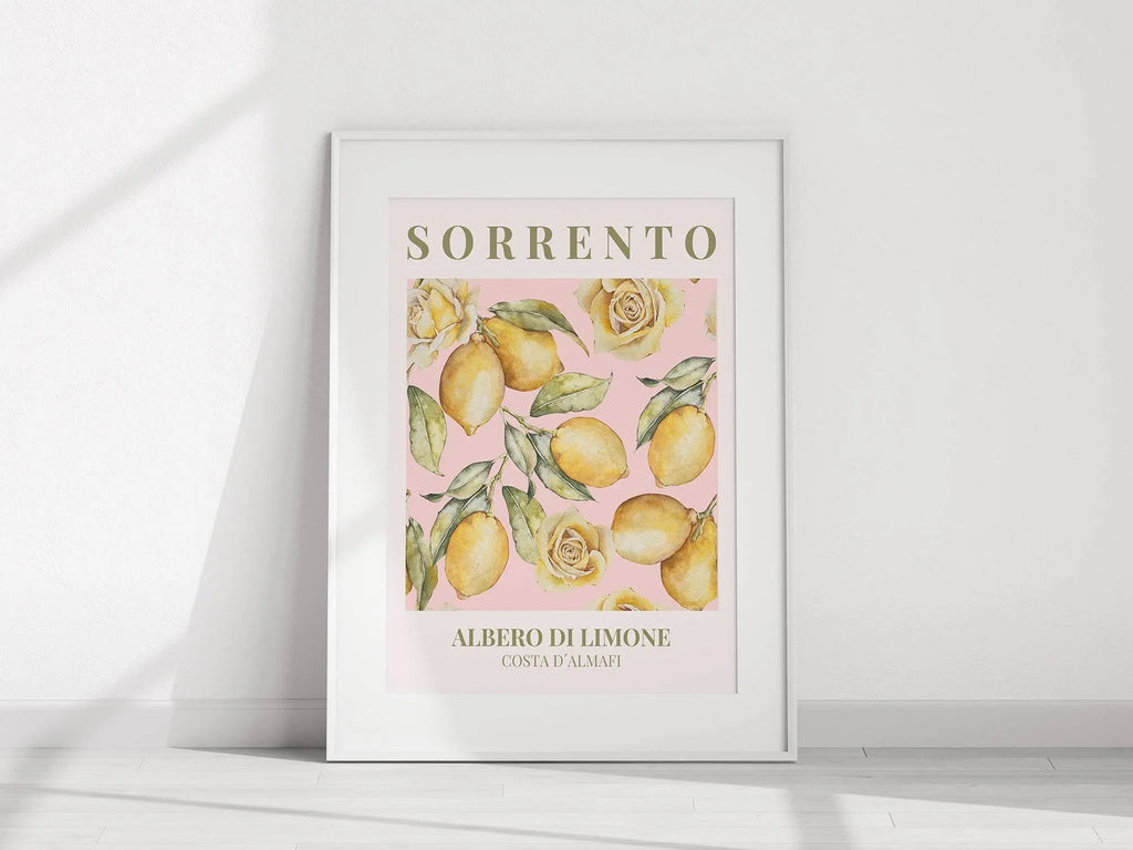 Sorrento Alberto Di Limone Print | Amalfi Coast Citrus Art | Pink - Larosier Prints
