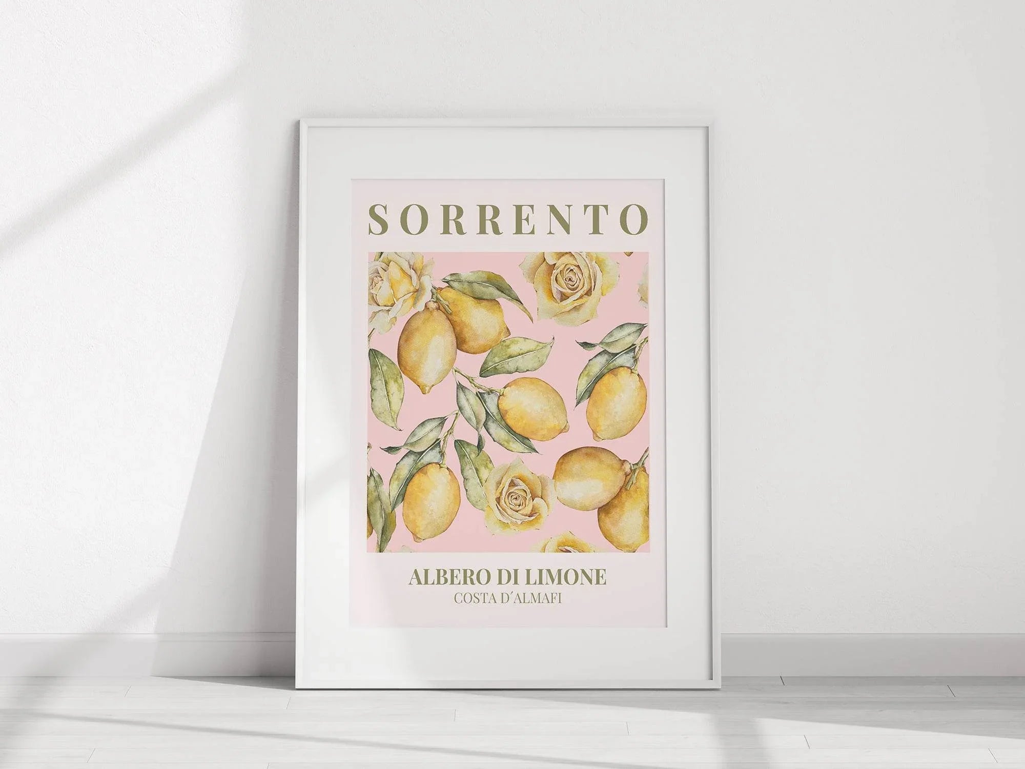 Sorrento Alberto Di Limone Print | Amalfi Coast Citrus Art | Pink - Larosier Prints