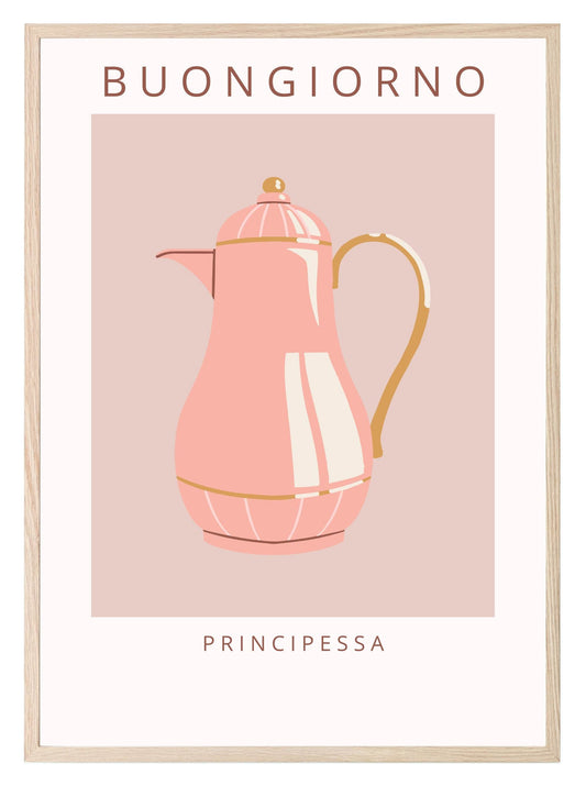 Buongiorno Principessa Print | Pink Kettle Wall Art | Italian-Inspired Design