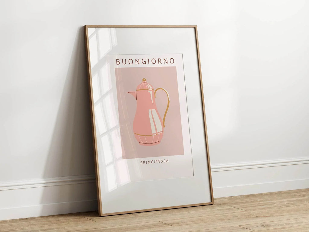 Buongiorno Principessa Print | Pink Kettle Wall Art | Italian-Inspired Design - Larosier Prints