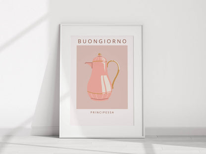 Buongiorno Principessa Print | Pink Kettle Wall Art | Italian-Inspired Design