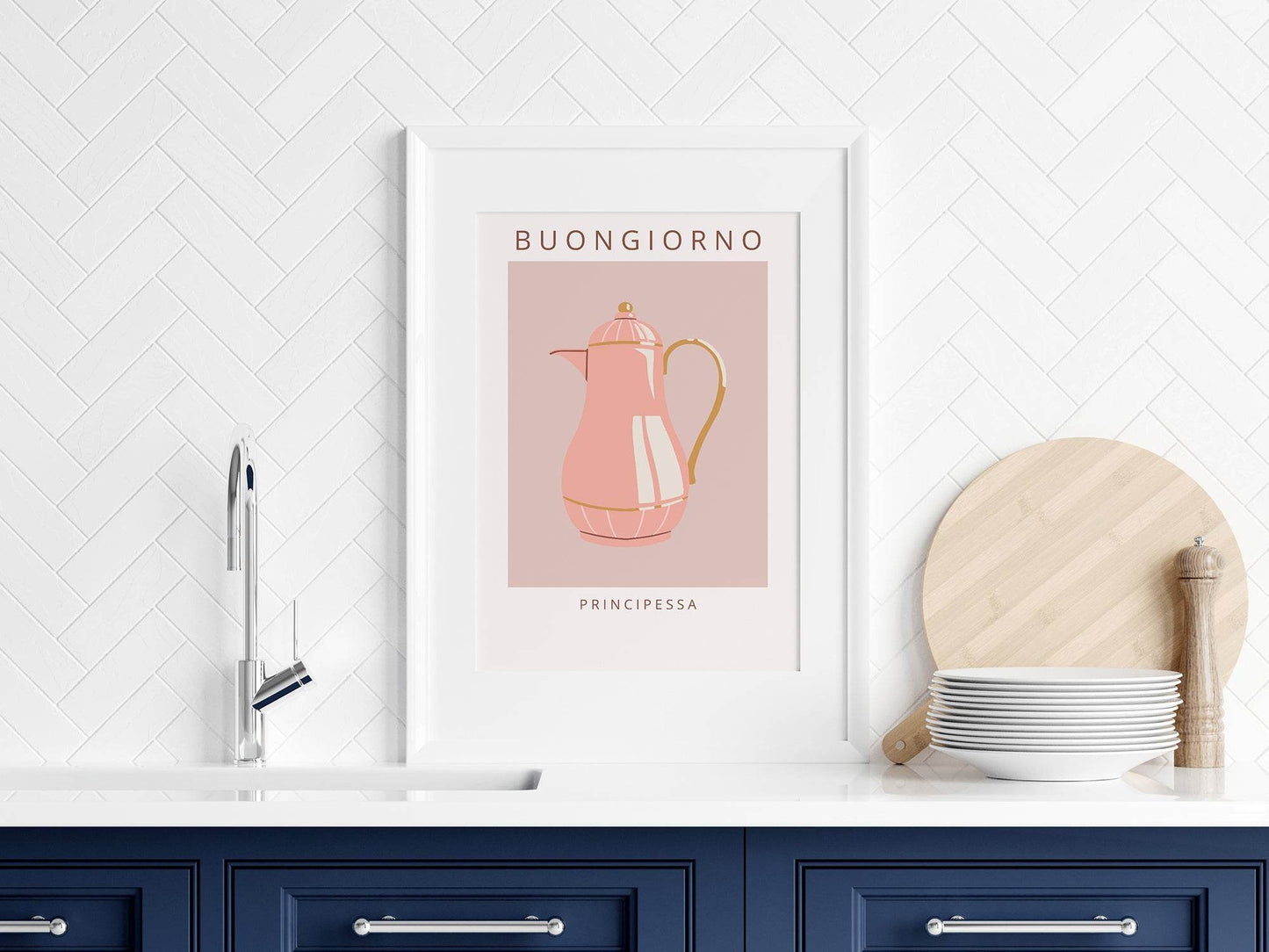 Buongiorno Principessa Print | Pink Kettle Wall Art | Italian-Inspired Design