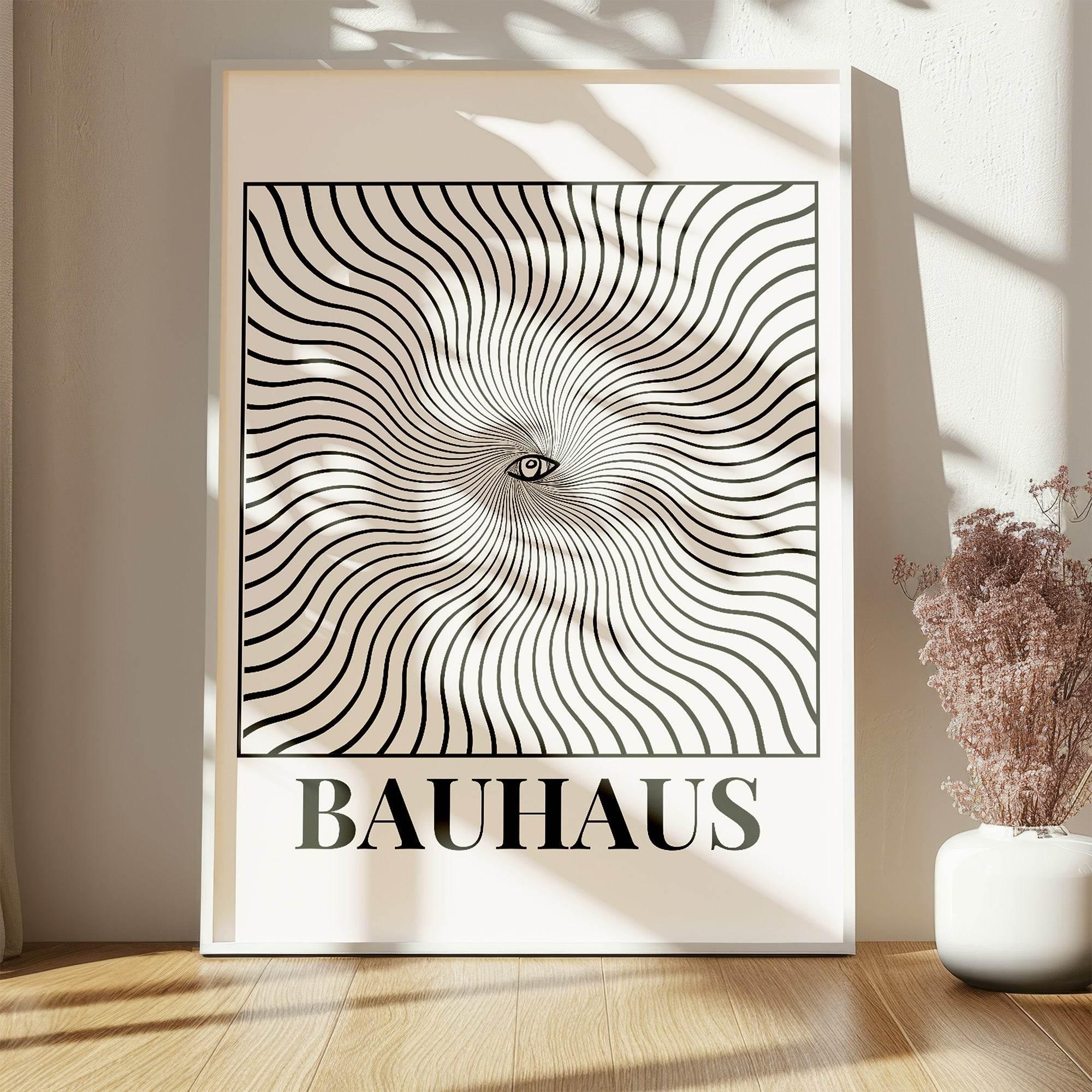 Bauhaus Optical Illusion Print | Black & Beige - Larosier Prints