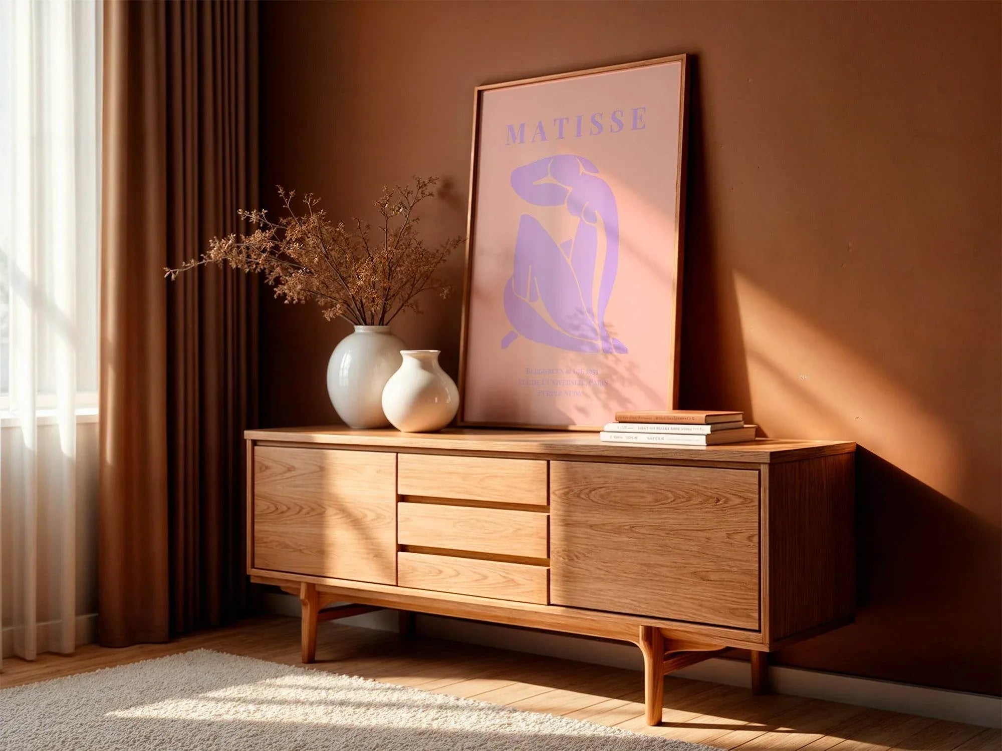 Berggruen & Cie 1953 Print | Matisse-Inspired Purple Nude | Orange - Larosier Prints