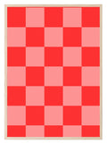 Modern Pink & Red Checkered Print | Contemporary Wall Art | Bold Colour Block - Larosier Prints