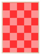 Modern Pink & Red Checkered Print | Contemporary Wall Art | Bold Colour Block - Larosier Prints