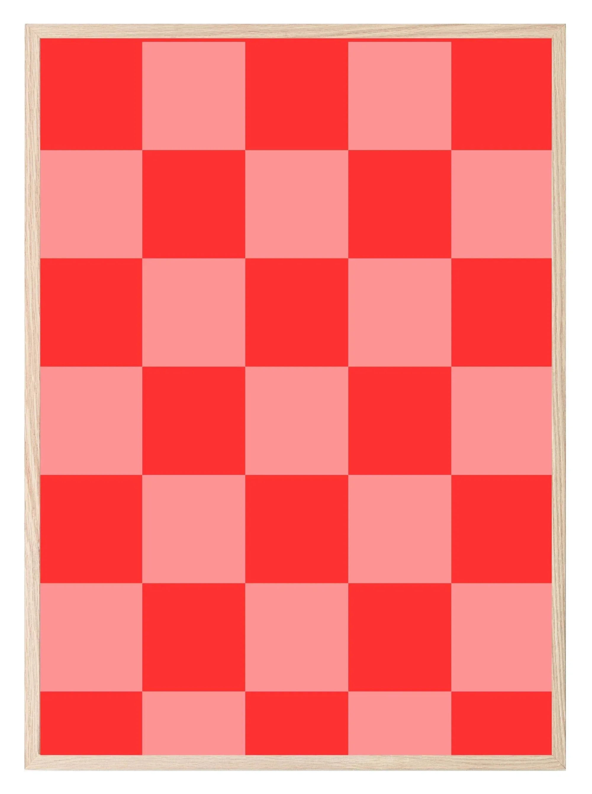 Modern Pink & Red Checkered Print | Contemporary Wall Art | Bold Colour Block - Larosier Prints