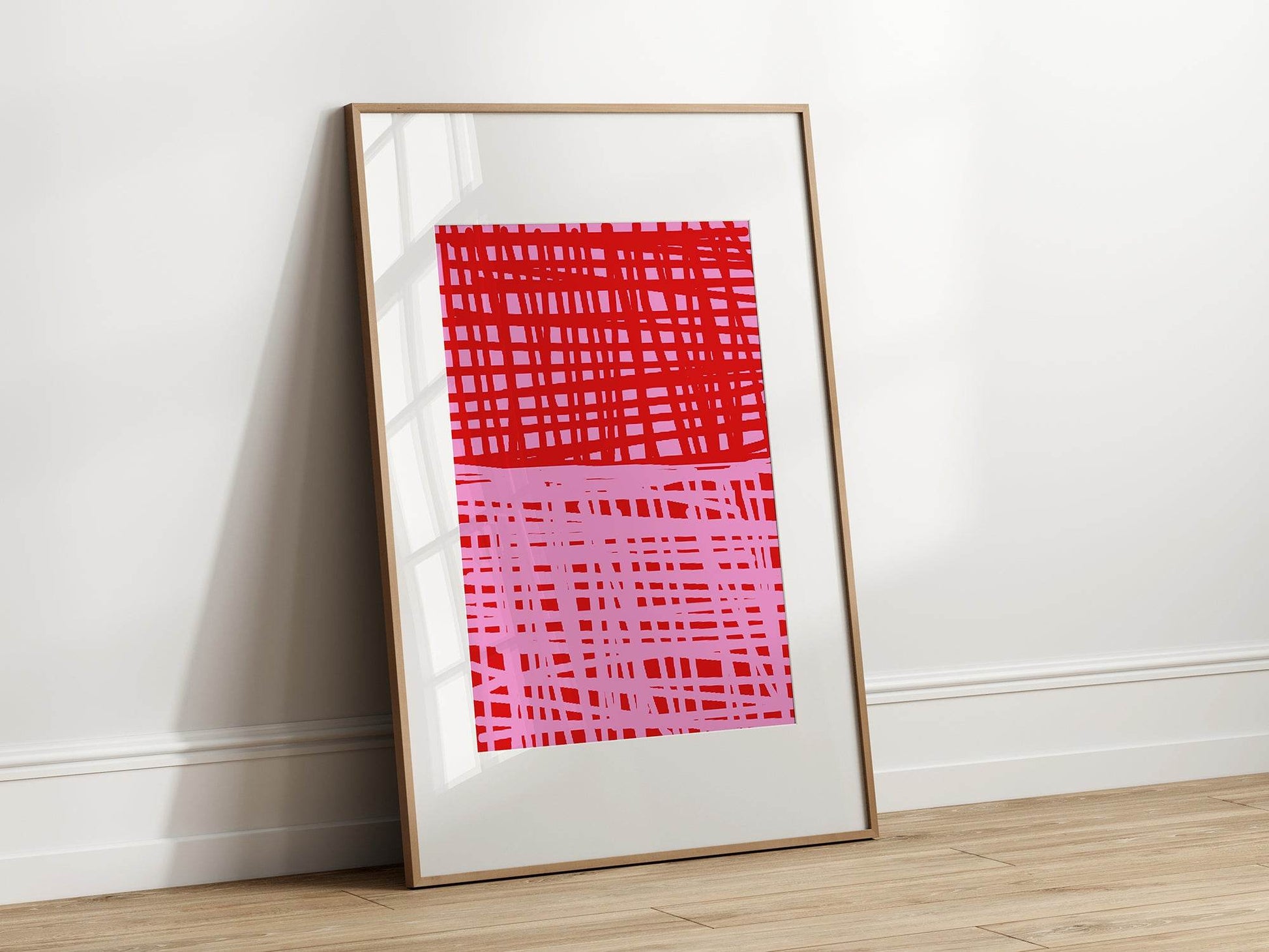 Modern Pink & Red Scribble Art Print | Abstract Wall Art | Contemporary Design