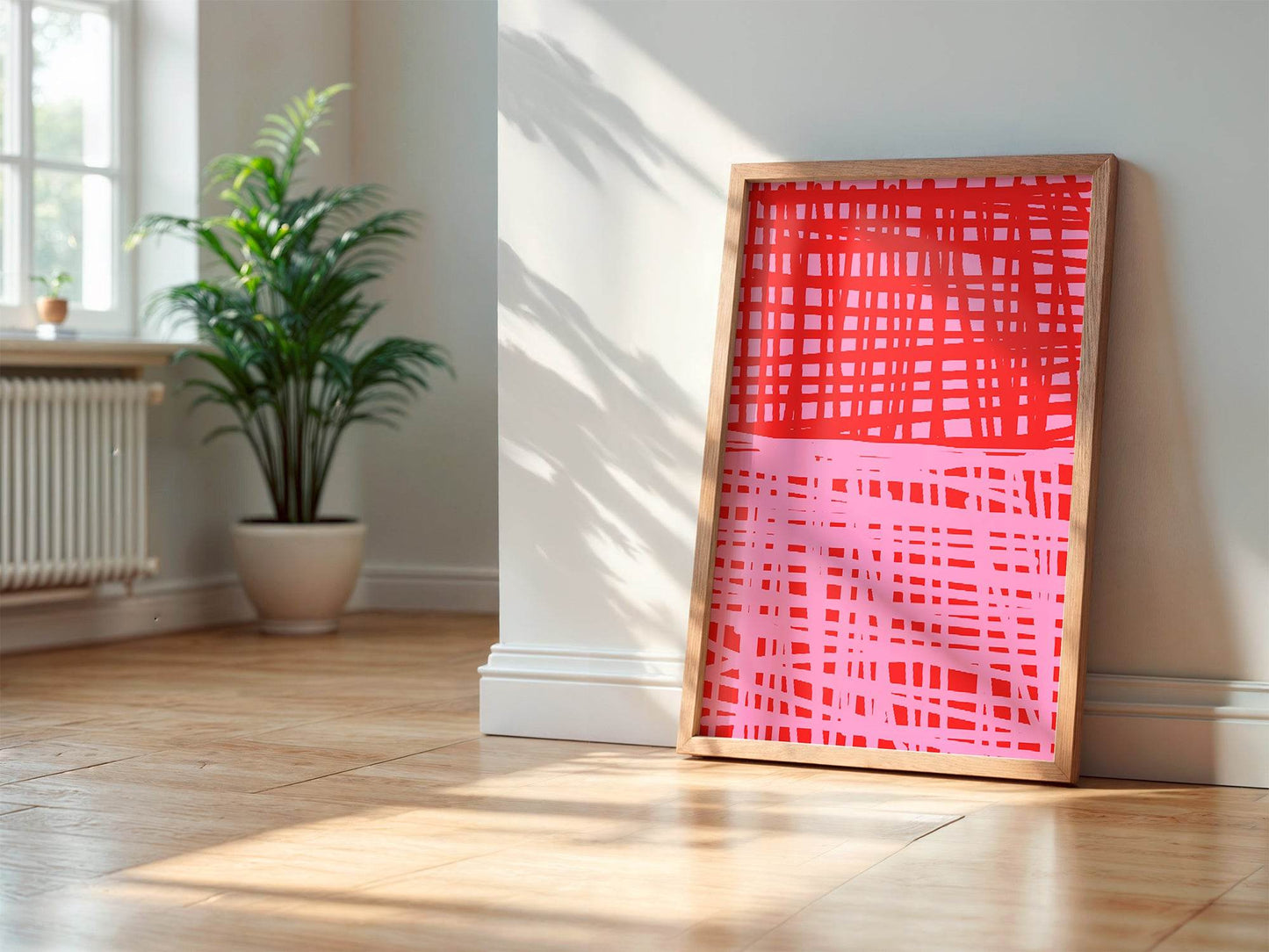 Modern Pink & Red Scribble Art Print | Abstract Wall Art | Contemporary Design