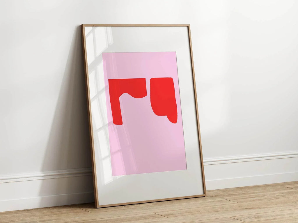 Modern Pink & Red Abstract Print | Contemporary Wall Art | Bold Colour Design - Larosier Prints