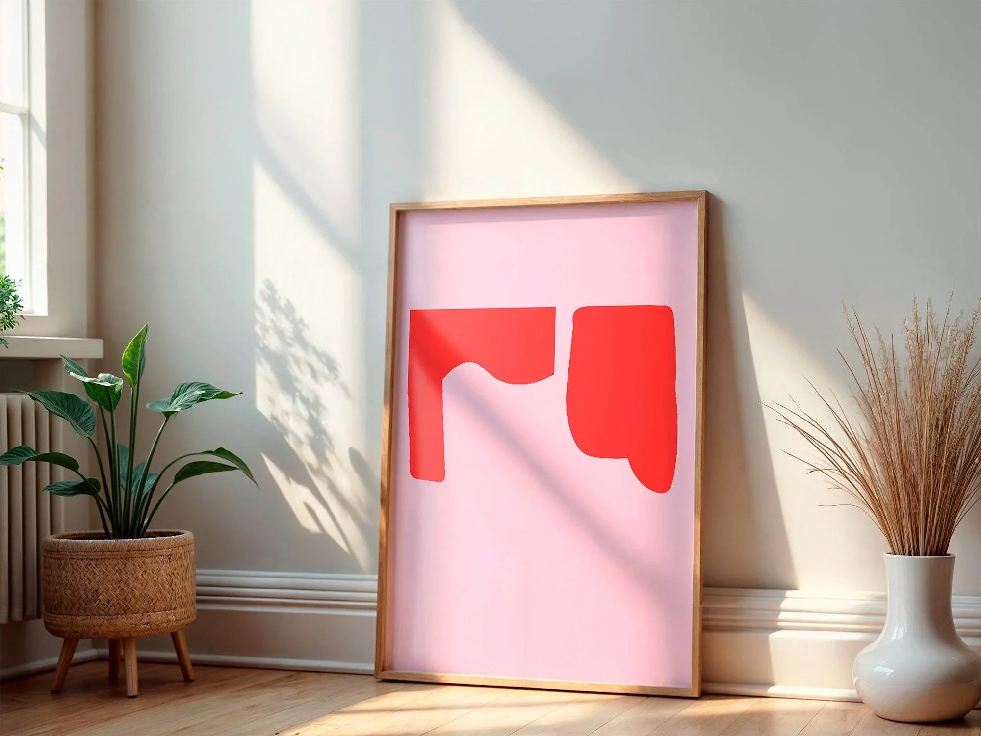Modern Pink & Red Abstract Print | Contemporary Wall Art | Bold Colour Design - Larosier Prints