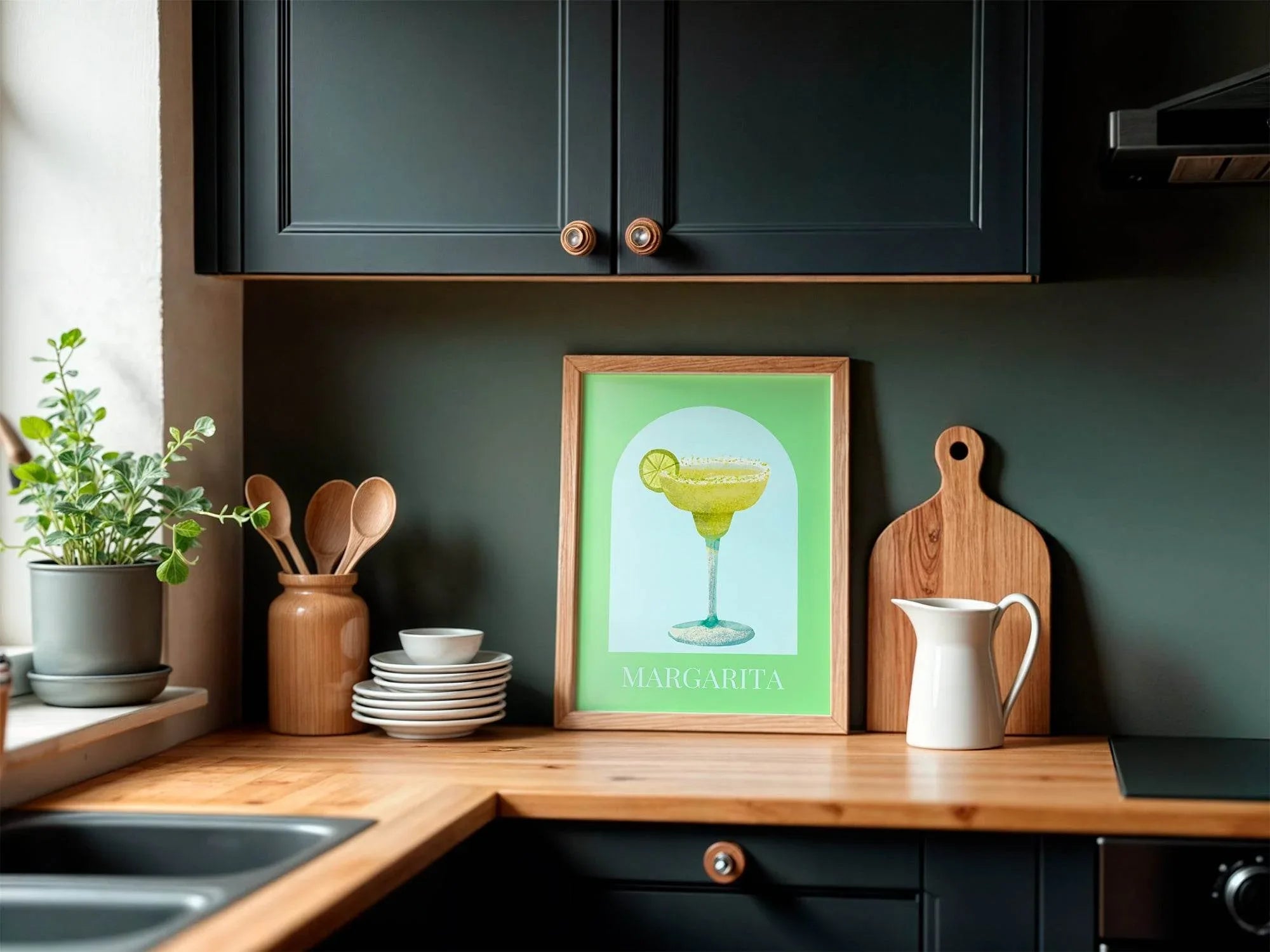Margarita Print | Green & Blue | Modern Cocktail Wall Art - Larosier Prints