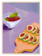 Fruits on Chopping Board Print | Purple | Modern Kitchen Wall Art - Larosier Prints