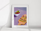 Fruits on Chopping Board Print | Purple | Modern Kitchen Wall Art - Larosier Prints