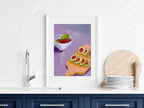 Fruits on Chopping Board Print | Purple | Modern Kitchen Wall Art - Larosier Prints