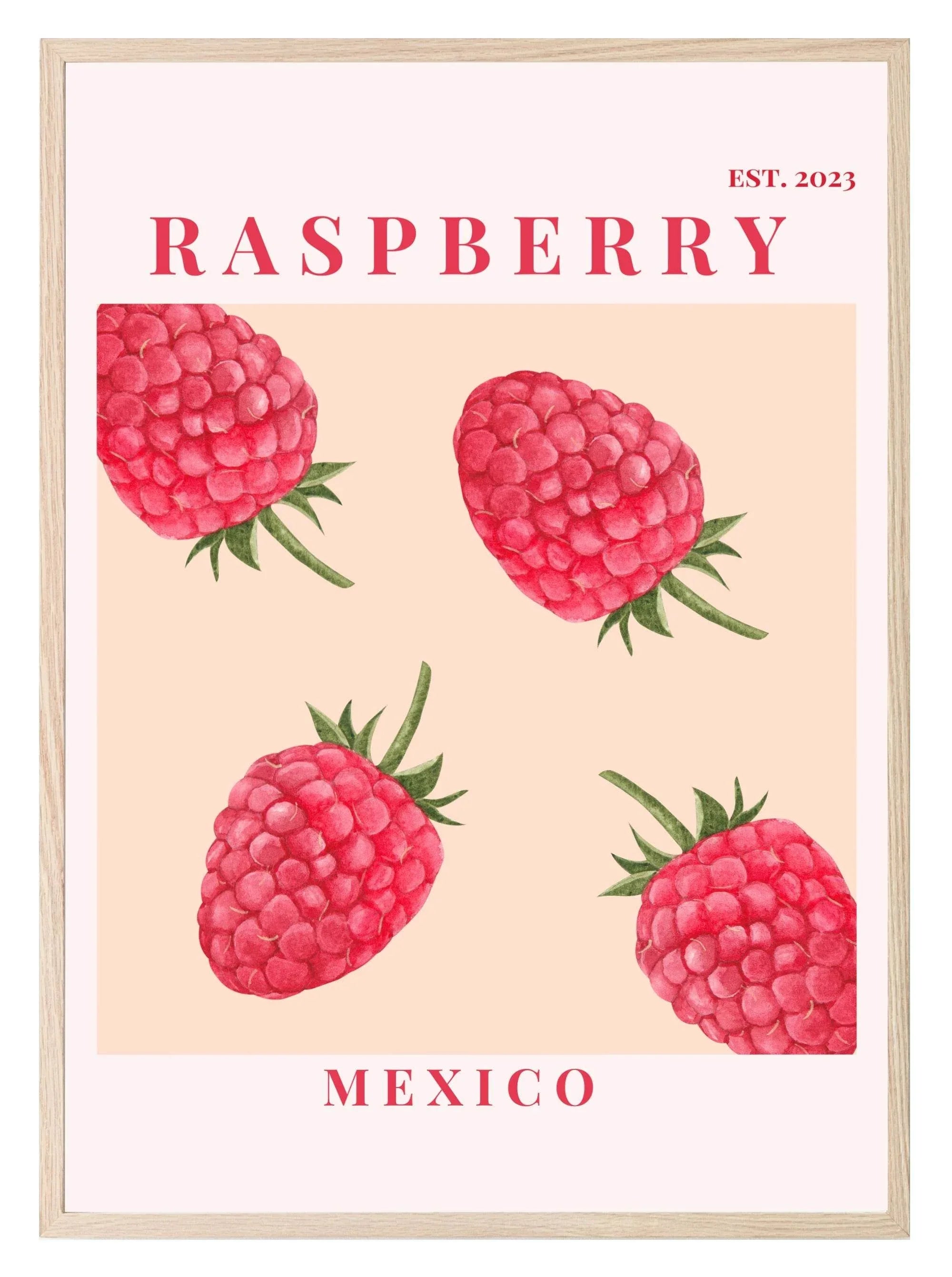 Raspberry Mexico Print | Colourful Fruit Wall Art - Larosier Prints