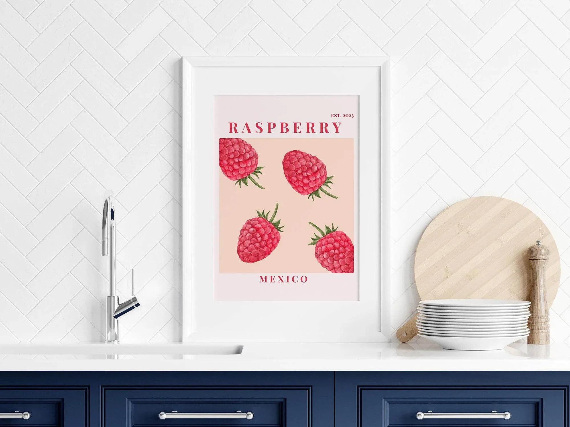 Raspberry Mexico Print | Colourful Fruit Wall Art - Larosier Prints