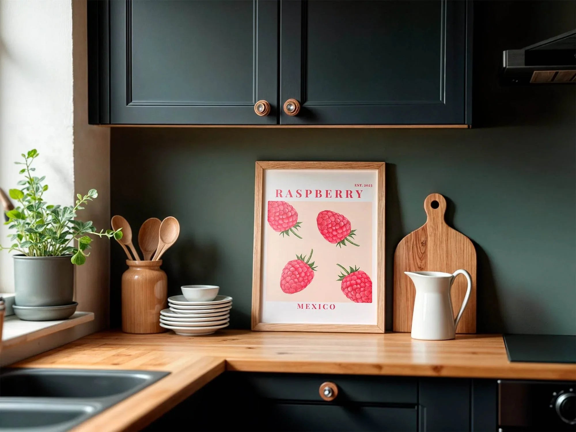 Raspberry Mexico Print | Colourful Fruit Wall Art - Larosier Prints