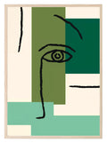 Emerald Green Abstract Face Print - Larosier Prints