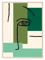 Emerald Green Abstract Face Print - Larosier Prints