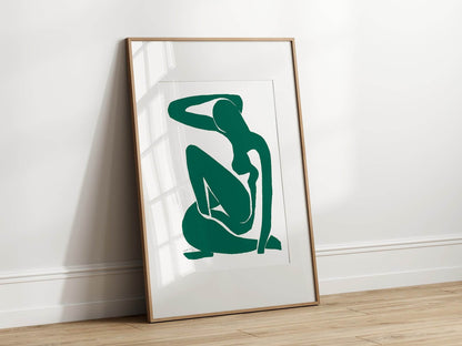 Abstract Silhouette Wall Art Print | Modern Artwork | Emerald Green