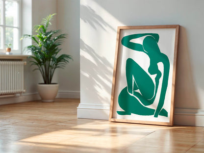 Abstract Silhouette Wall Art Print | Modern Artwork | Emerald Green