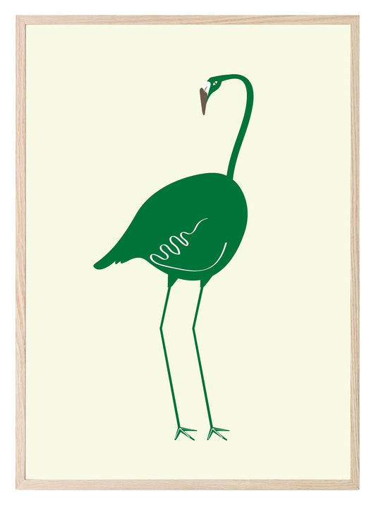Emerald Green Flamingo Print