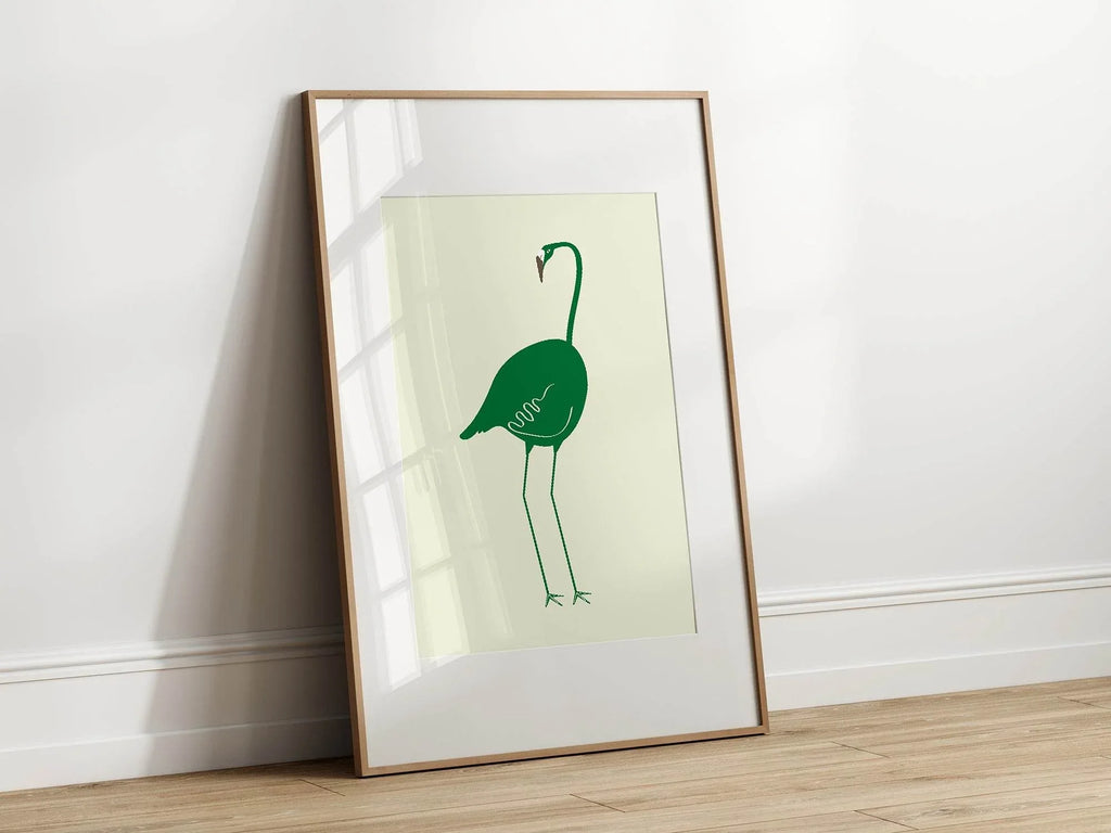Emerald Green Flamingo Print - Larosier Prints