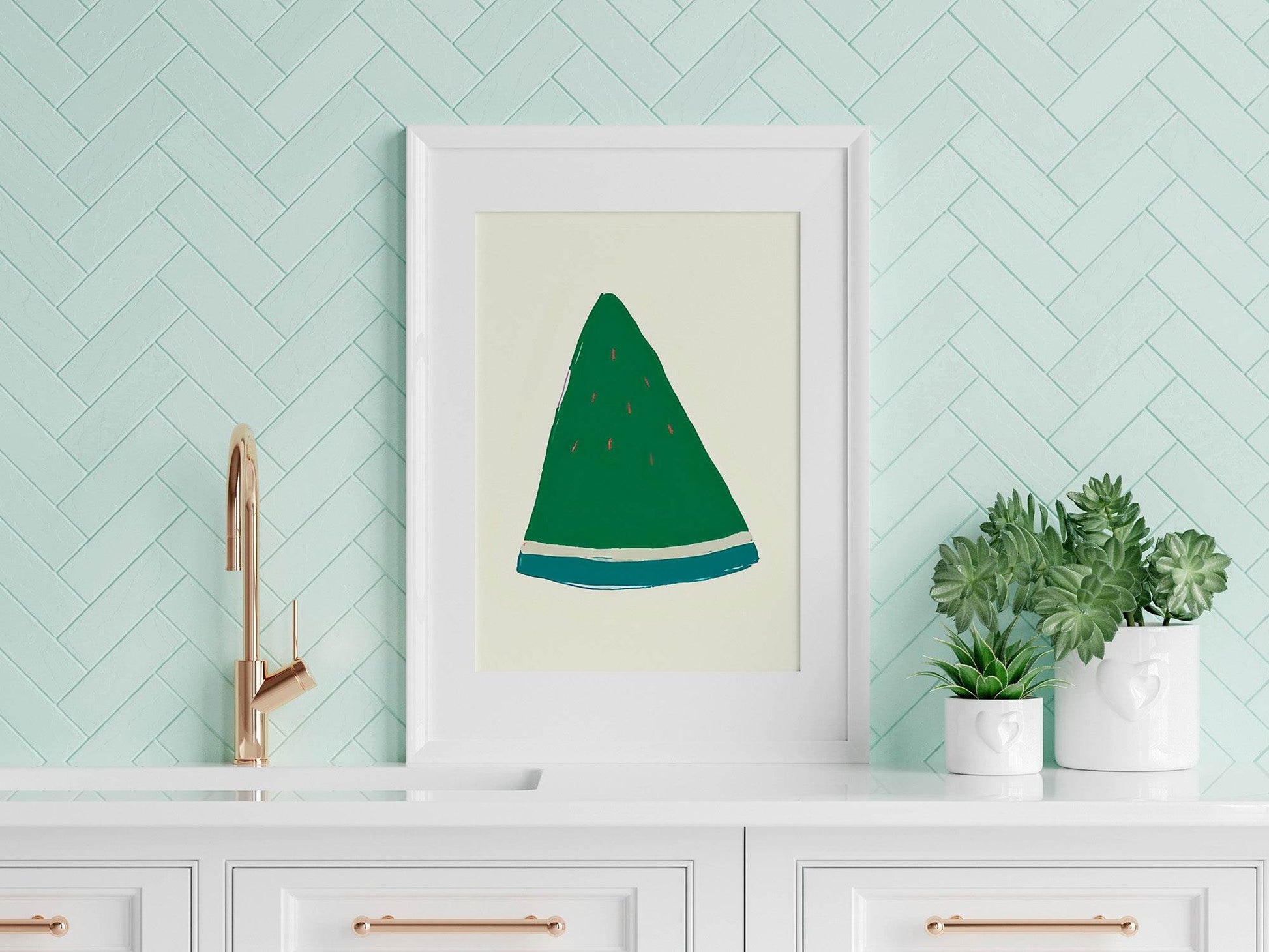 Emerald Green Watermelon Slice Print