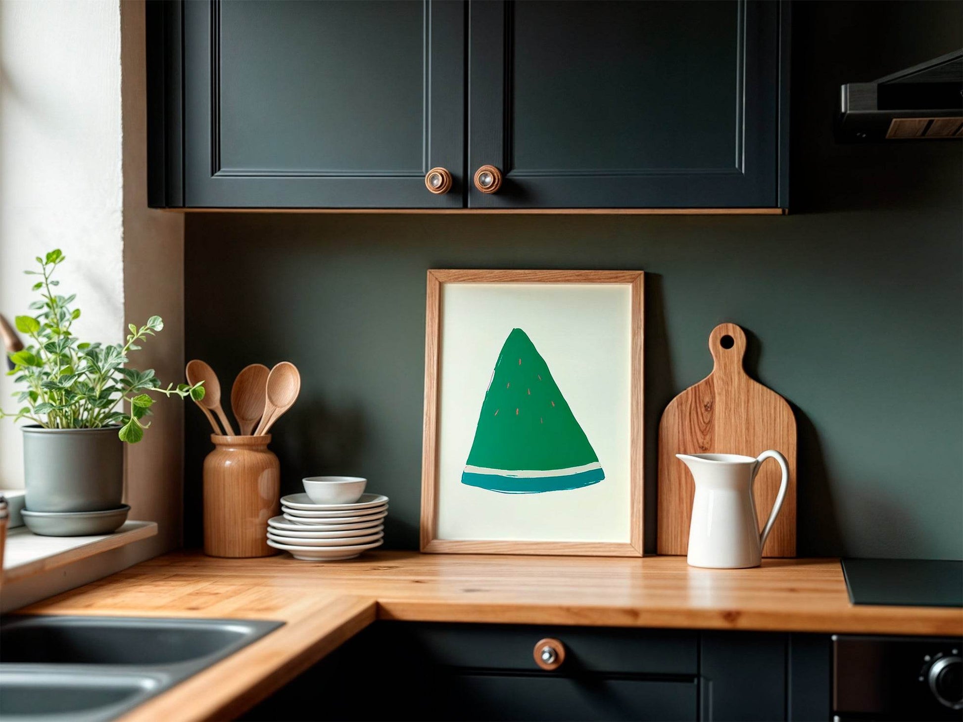 Emerald Green Watermelon Slice Print