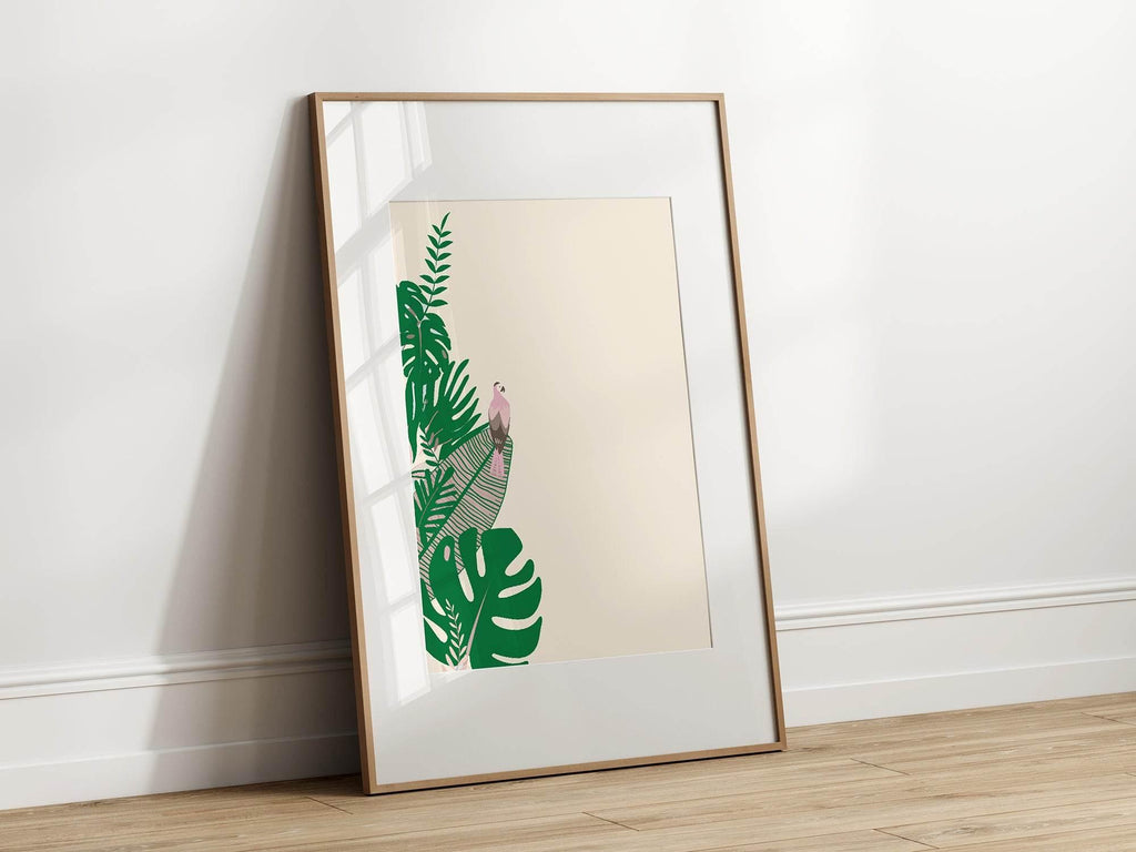 Pink Parrot Print | Tropical Bird Artwork | Modern Wall Art - Larosier Prints