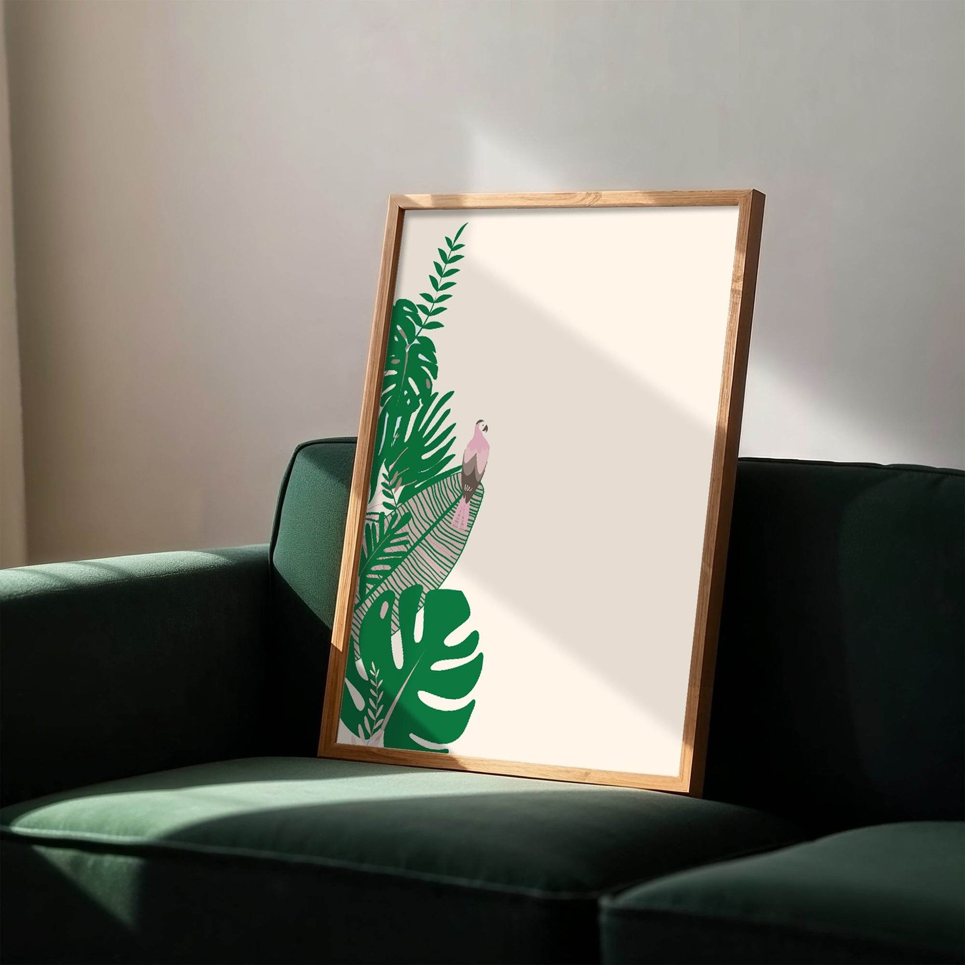 Pink Parrot Print | Tropical Bird Artwork | Modern Wall Art