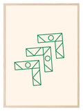 Emerald Green Geometric Right Angle Trio Print - Larosier Prints