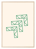 Emerald Green Geometric Right Angle Trio Print - Larosier Prints