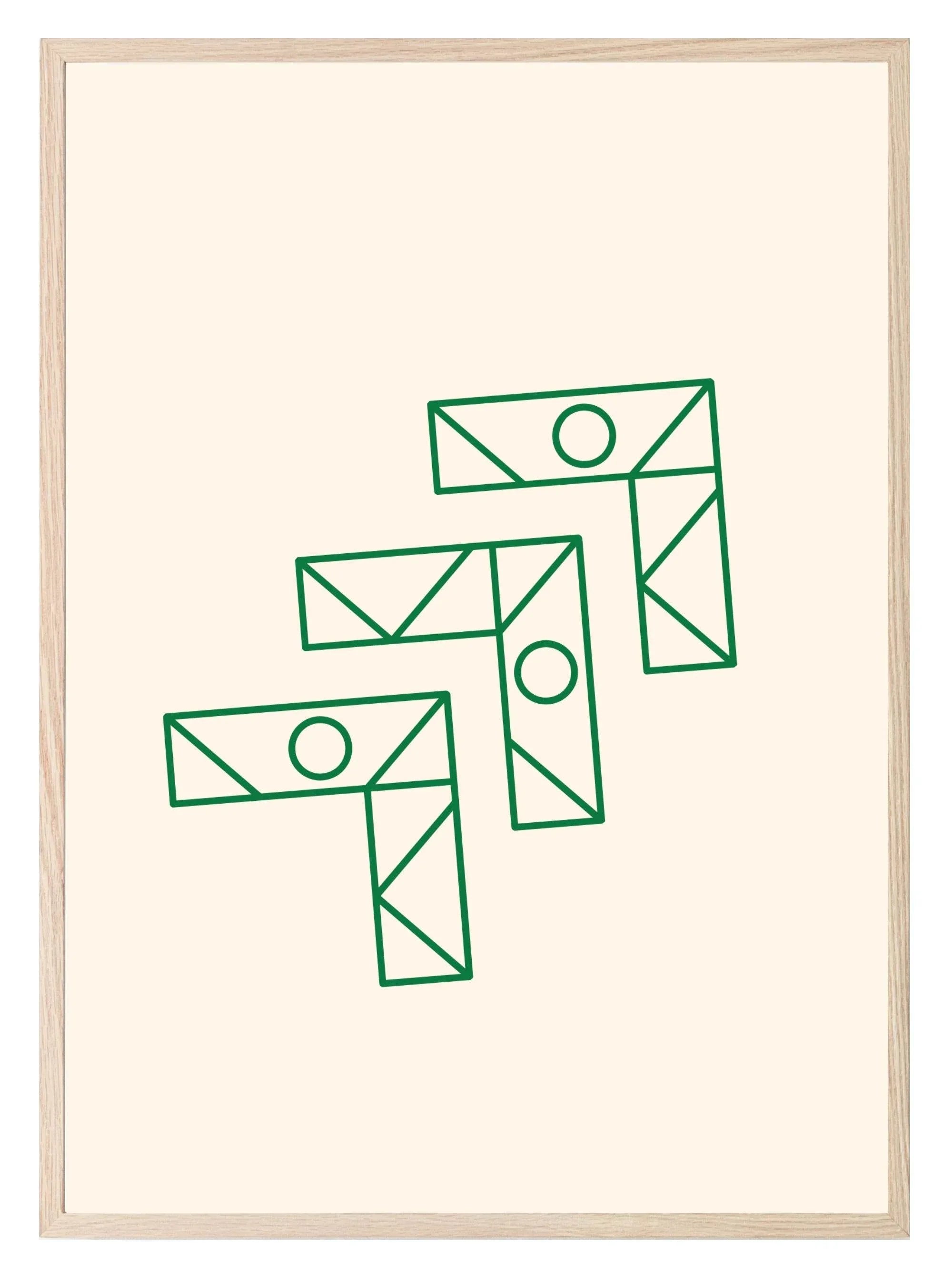 Emerald Green Geometric Right Angle Trio Print - Larosier Prints