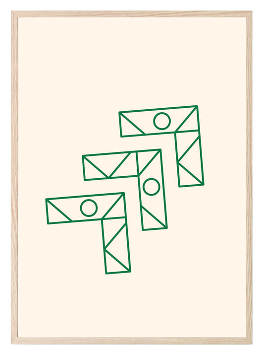 Emerald Green Geometric Right Angle Trio Print