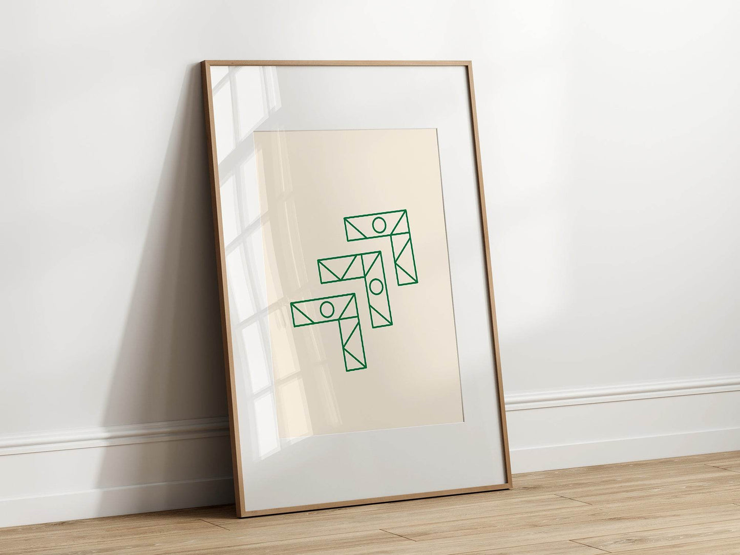 Emerald Green Geometric Right Angle Trio Print