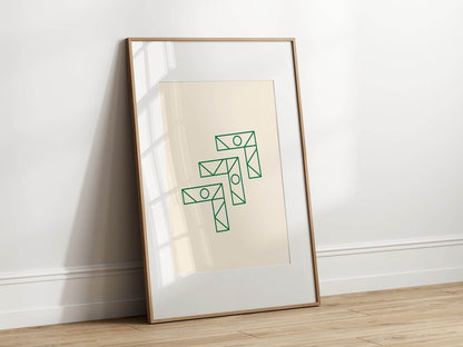 Emerald Green Geometric Right Angle Trio Print