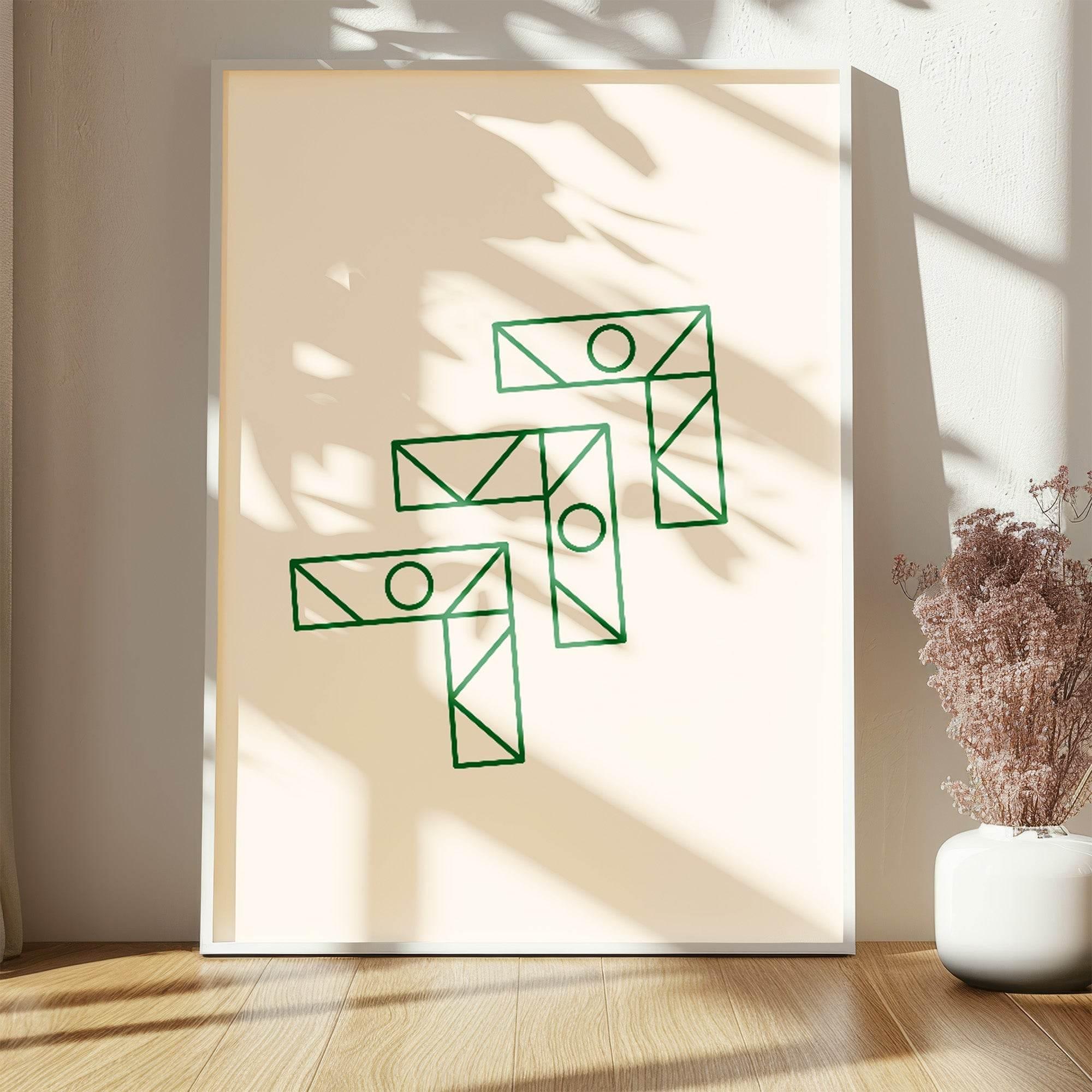 Emerald Green Geometric Right Angle Trio Print - Larosier Prints