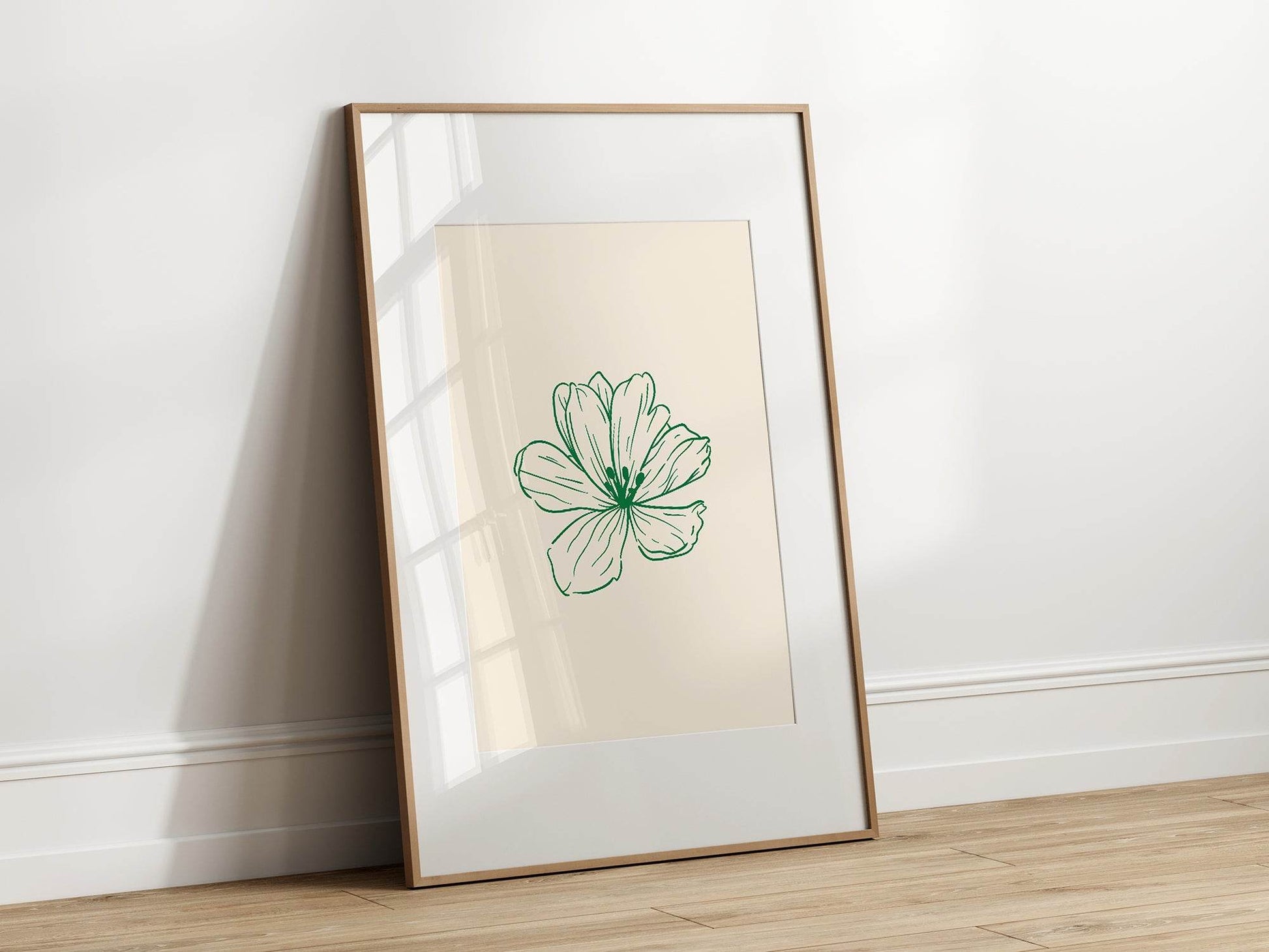 Abstract Flower Print | Green | Modern Artwork
