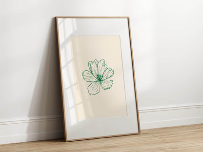 Abstract Flower Print | Green | Modern Artwork
