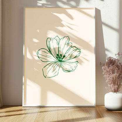 Abstract Flower Print | Green | Modern Artwork