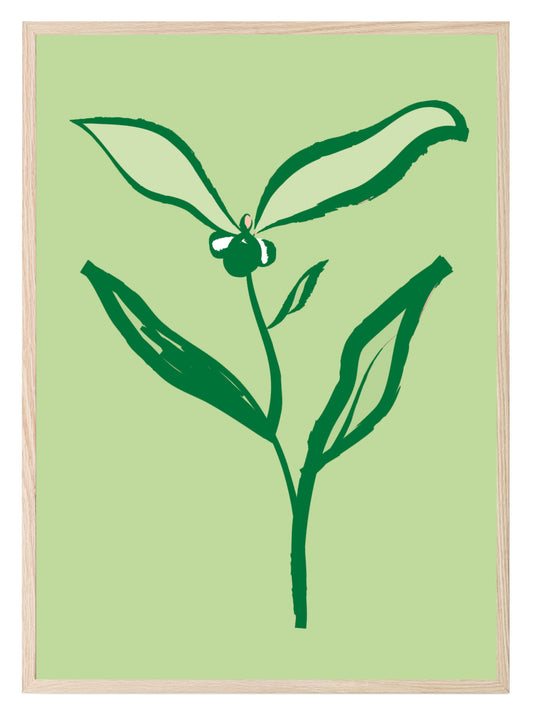 Emerald Green Abstract Flower Print