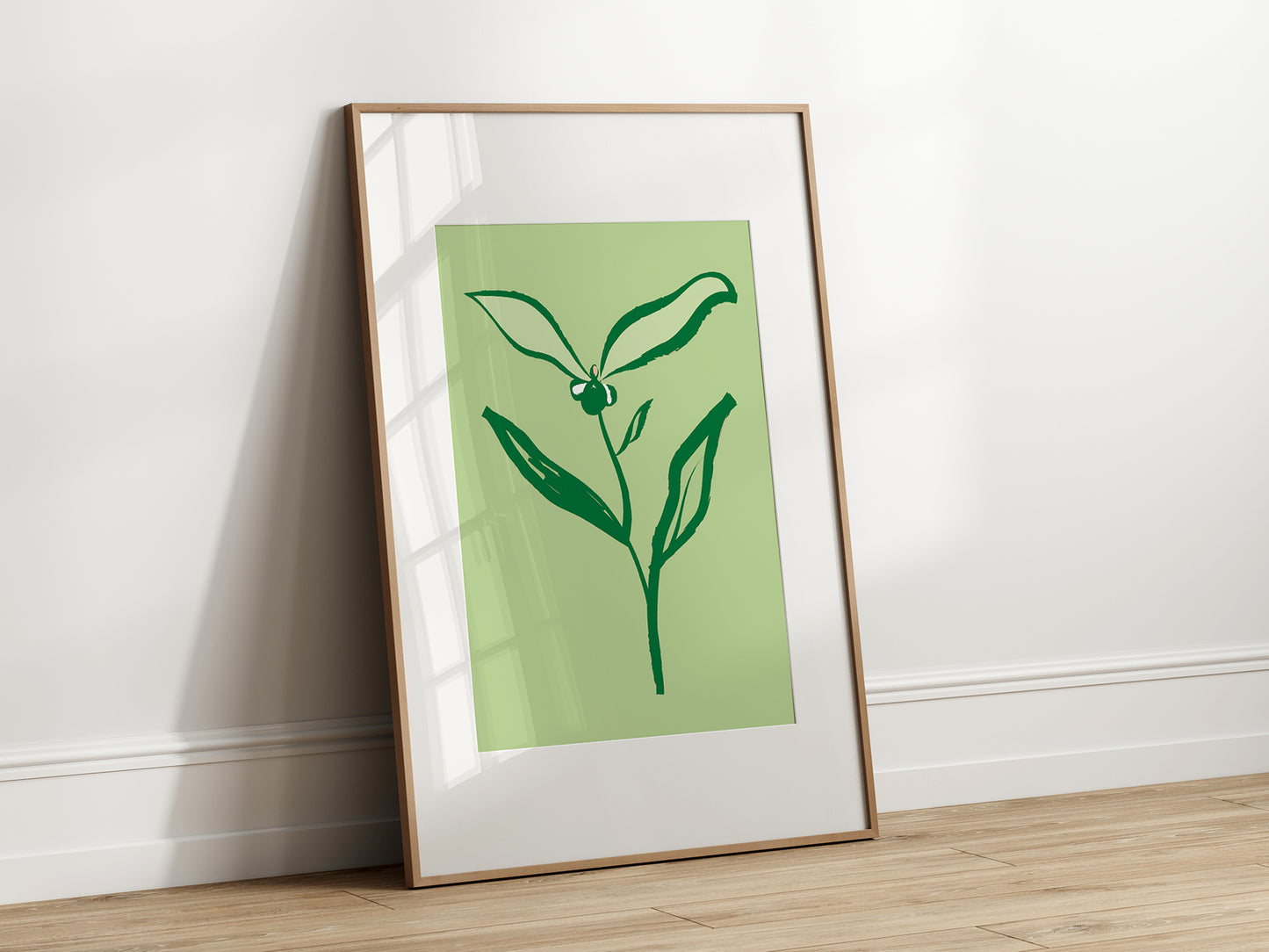 Emerald Green Abstract Flower Print