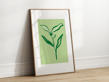 Emerald Green Abstract Flower Print