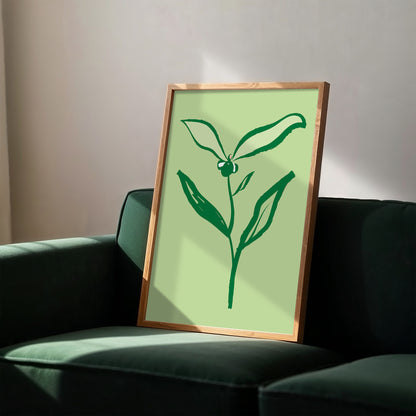 Emerald Green Abstract Flower Print