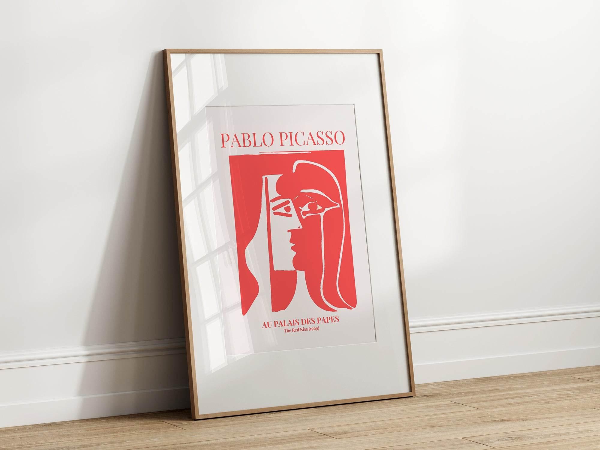 The Red Kiss Print | Pablo Picasso Inspired Art | Red - Larosier Prints